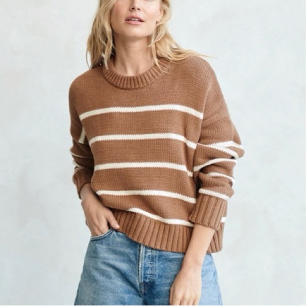 Jenni Kayne Chloe Cotton Striped Crewneck Sweater